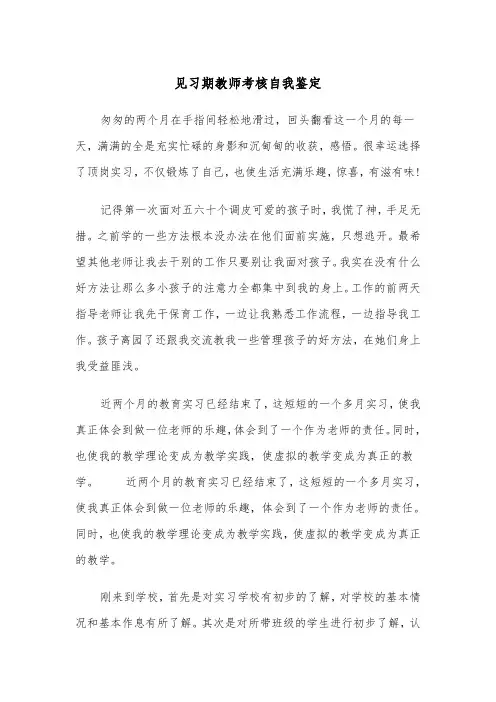 见习期教师考核自我鉴定（四篇）