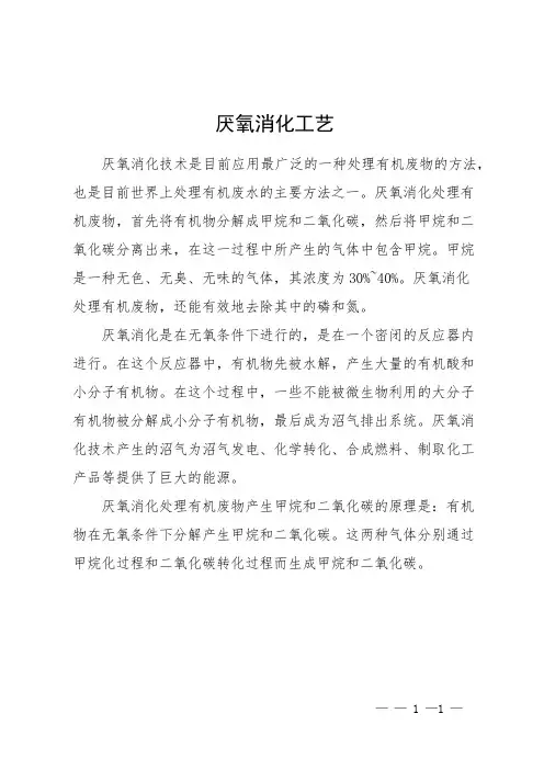厌氧消化工艺