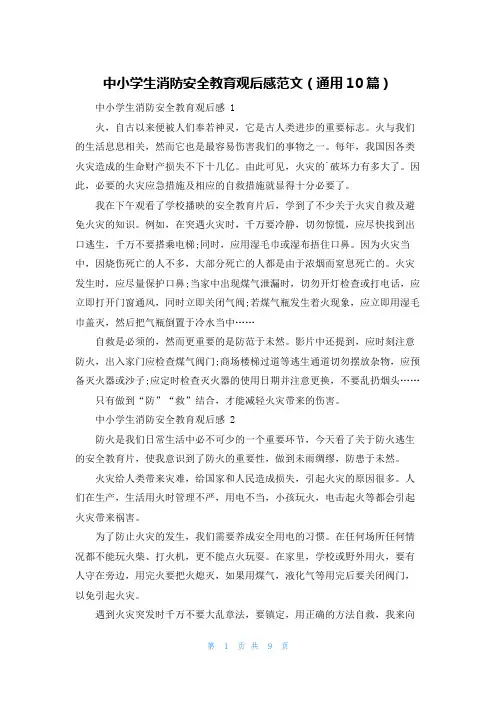中小学生消防安全教育观后感范文(通用10篇)