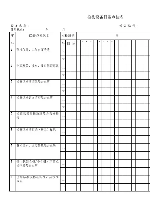 检测设备日常点检表