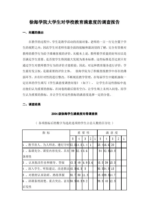 对学校教育满意度的调查