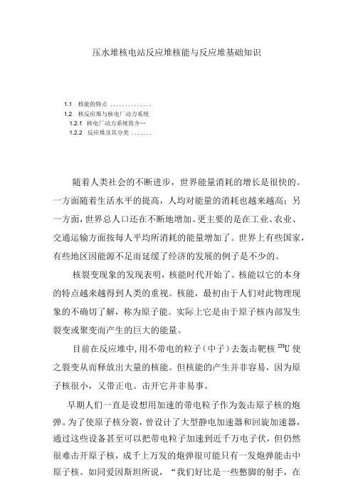 压水堆核电站反应堆核能与反应堆基础知识