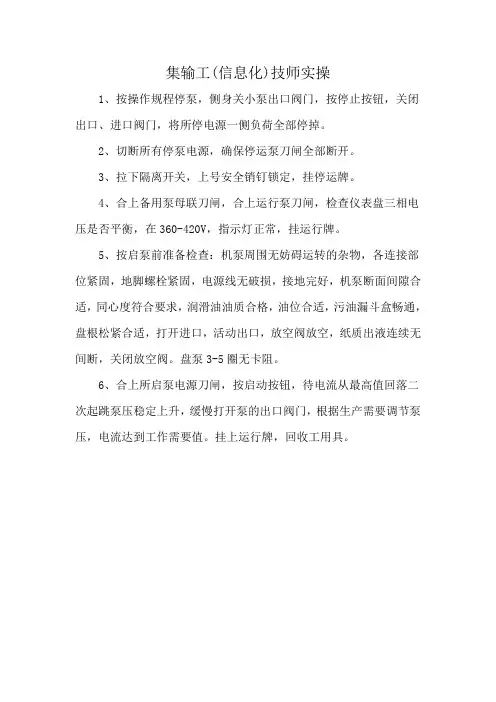 集输工(信息化)技师实操