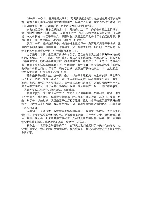 我记录的传统节日故事