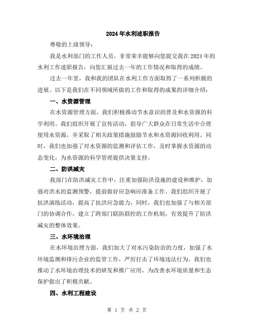 2024年水利述职报告