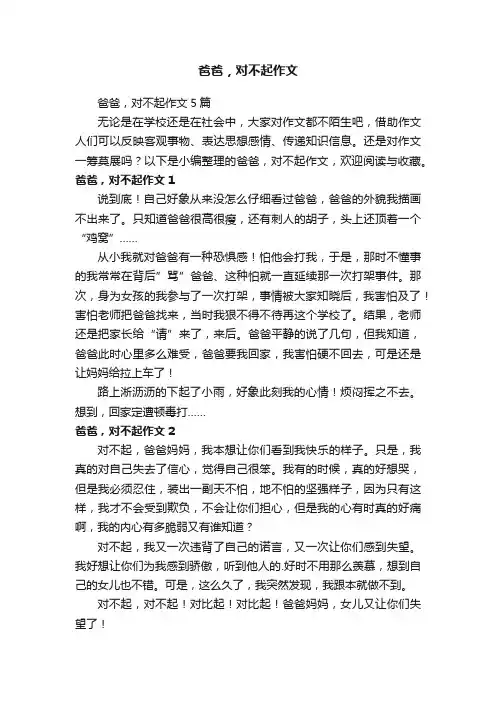 爸爸，对不起作文