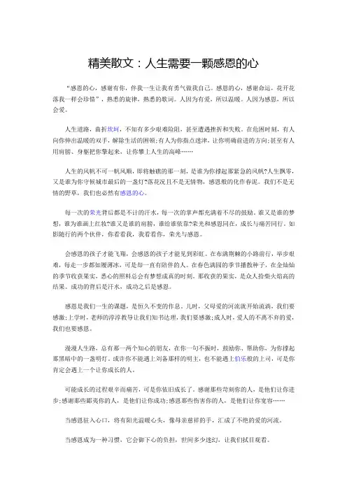 人生需要一颗感恩的心