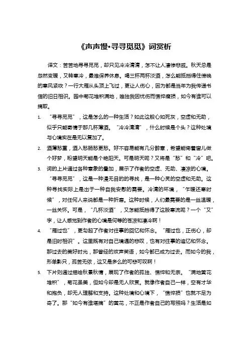 《声声慢-寻寻觅觅》词赏析