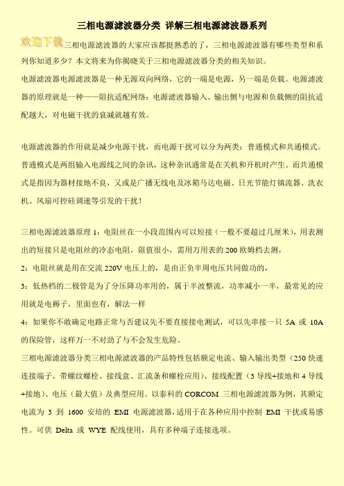 三相电源滤波器分类 详解三相电源滤波器系列