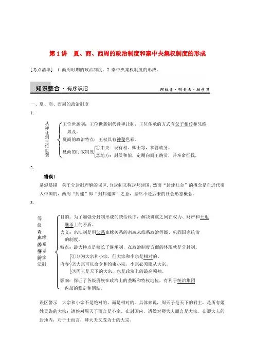 【步步高】高考历史一轮复习讲义 (知识整合+重点深化+探究命题+课时训练)第一单元 第1讲 夏、