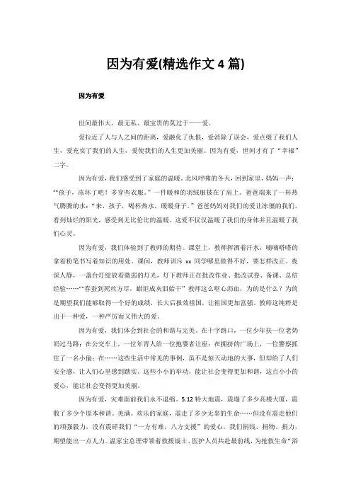 因为有爱(精选作文4篇)