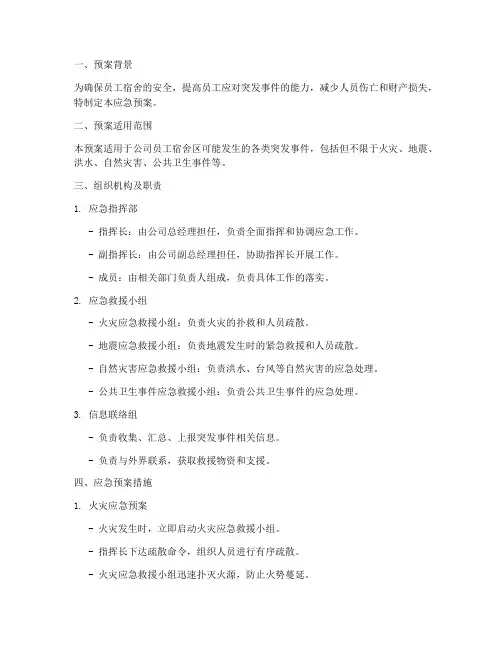 员工宿舍应急预案模板