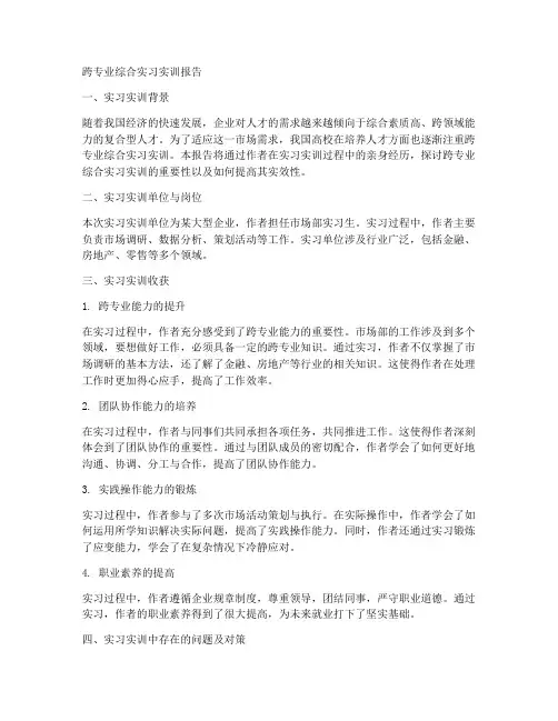 跨专业综合实习实训报告