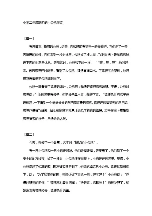 小学二年级聪明的小公鸡作文
