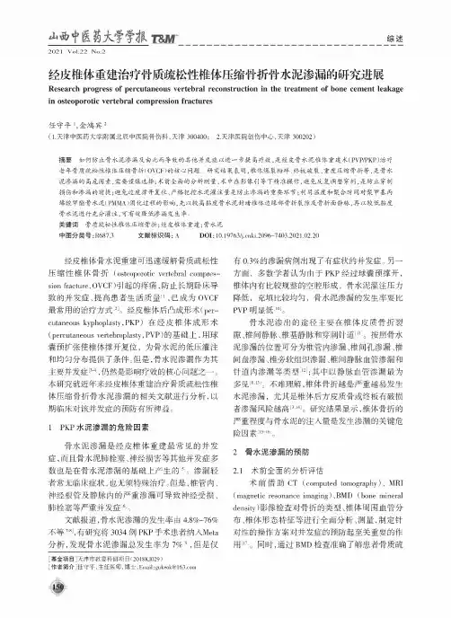 经皮椎体重建治疗骨质疏松性椎体压缩骨折骨水泥渗漏的研究进展