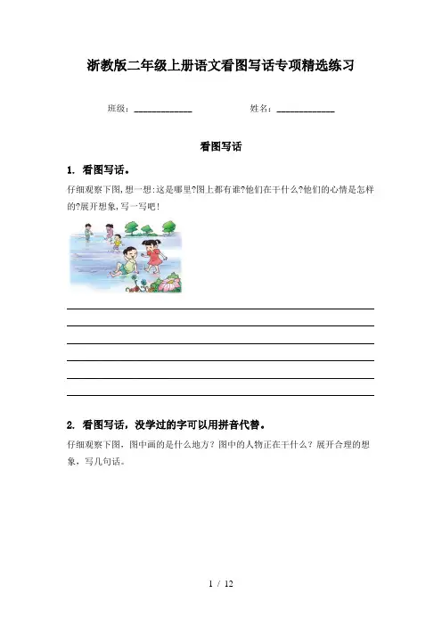 浙教版二年级上册语文看图写话专项精选练习