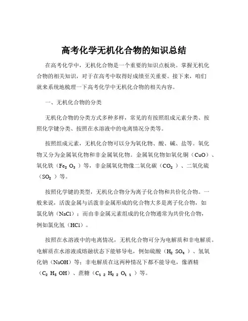 高考化学无机化合物的知识总结