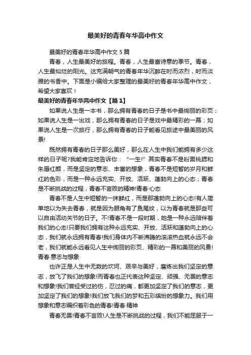 最美好的青春年华高中作文