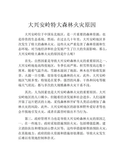 大兴安岭特大森林火灾原因