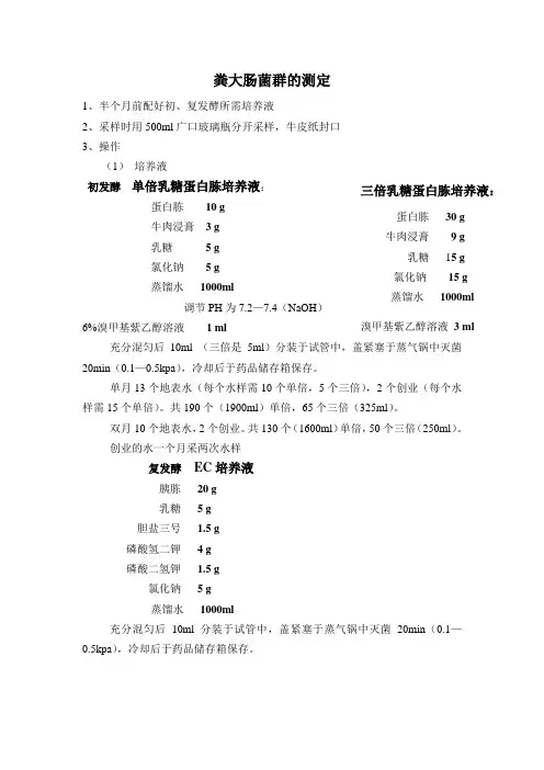 粪大肠菌群的测定步骤