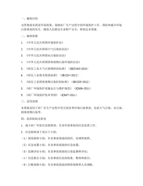 砖厂环保应急预案