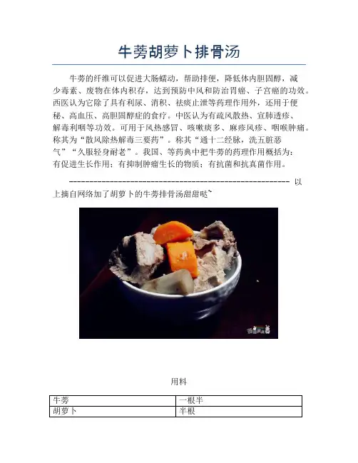牛蒡胡萝卜排骨汤