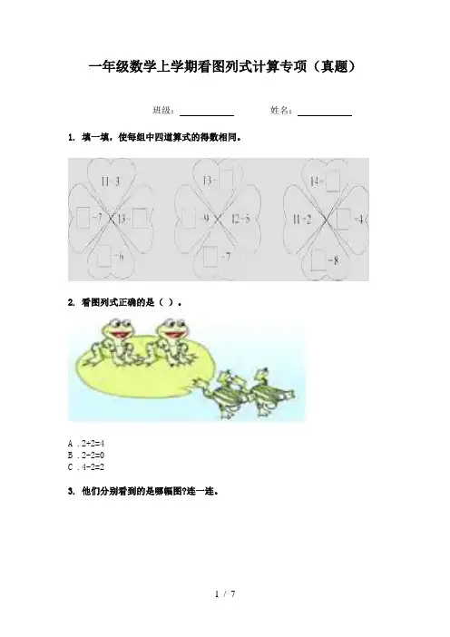 一年级数学上学期看图列式计算专项(真题)