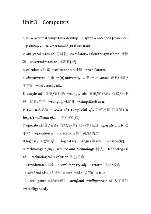 人教版高中英语单词精讲系列 必修2 第3单元 Computers