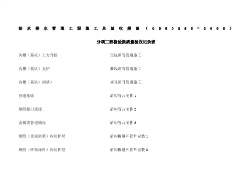 给水排水管道工程施工及验收规范 全部检验批表格 
