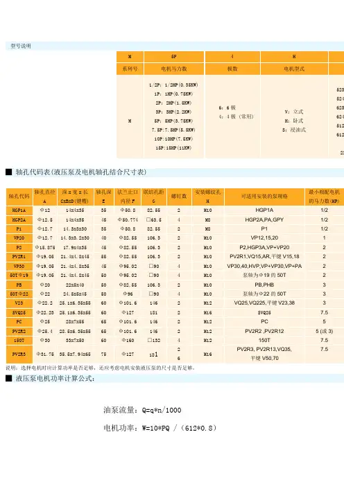 油泵电机选型计算