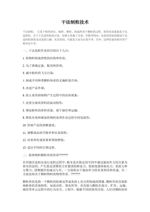 干法制粒技术