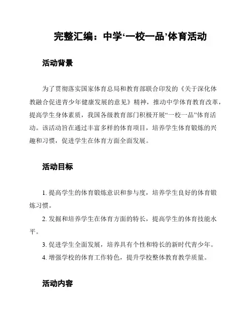 完整汇编：中学‘一校一品’体育活动