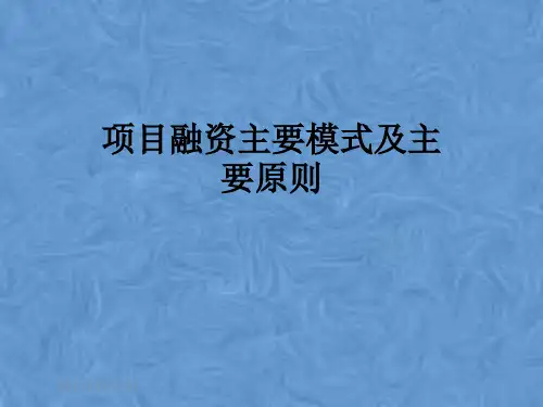 项目融资主要模式及主要原则