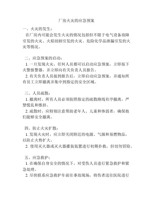 厂房火灾的应急预案