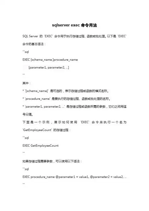 sqlserver exec命令用法