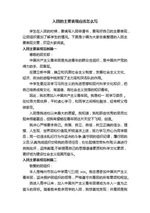 入团的主要表现应该怎么写