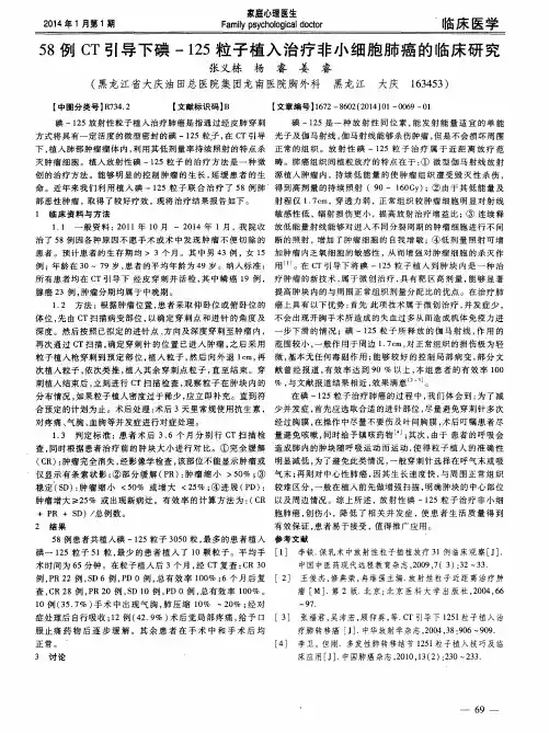 58例CT引导下碘-125粒子植入治疗非小细胞肺癌的临床研究