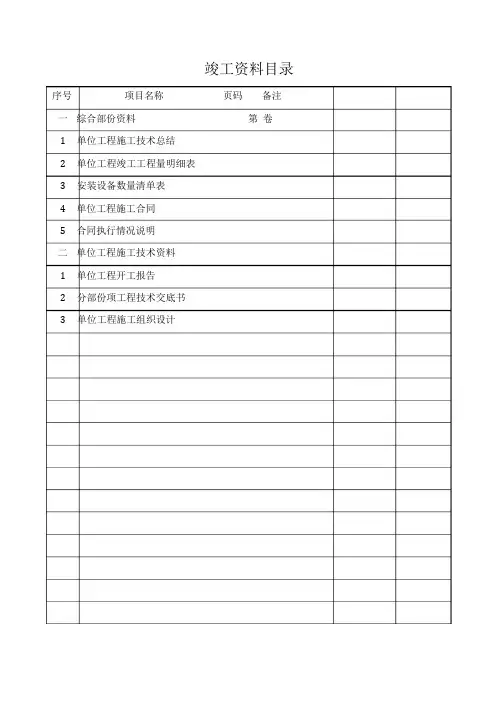 竣工资料目录