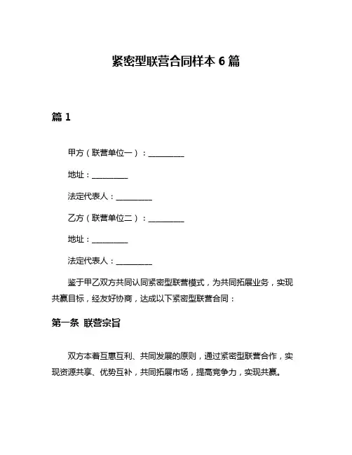 紧密型联营合同样本6篇