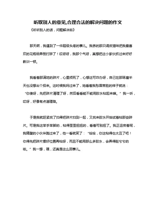 听取别人的意见,合理合法的解决问题的作文