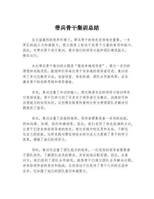 带兵骨干集训总结