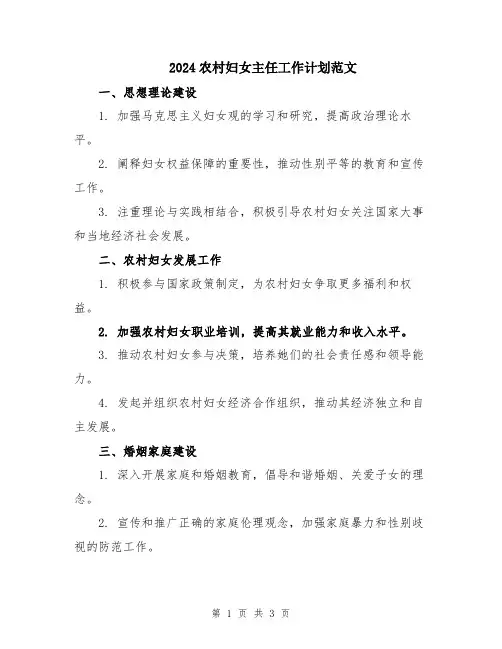 2024农村妇女主任工作计划范文