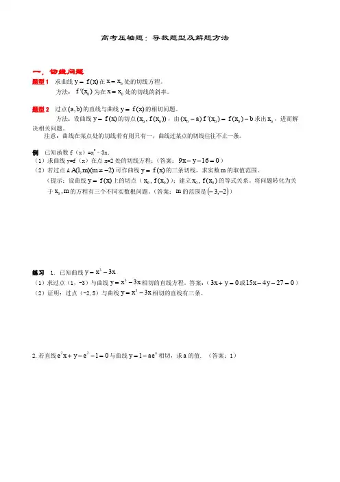 (完整word版)高考压轴题：导数题型及解题方法