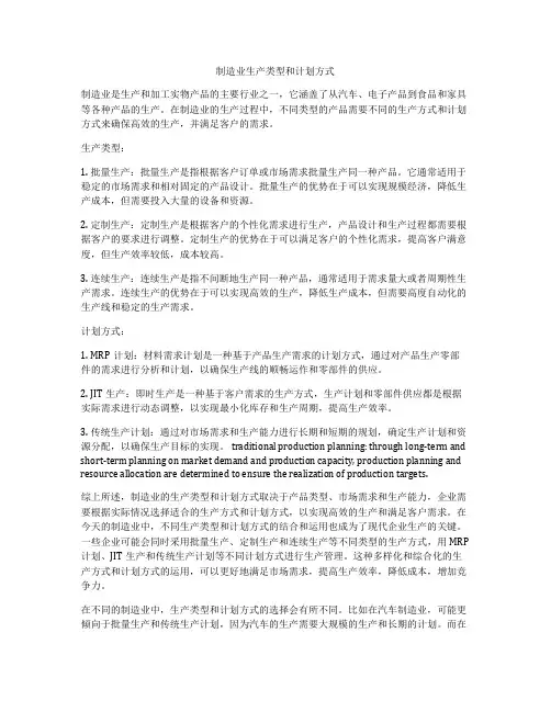 制造业生产类型和计划方式