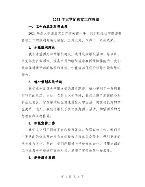 2023年大学团总支工作总结