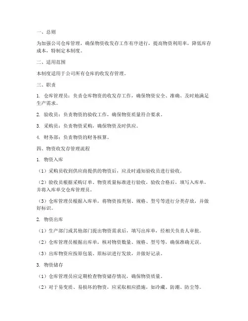 仓库收发存管理制度