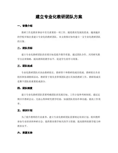 建立专业化教研团队方案