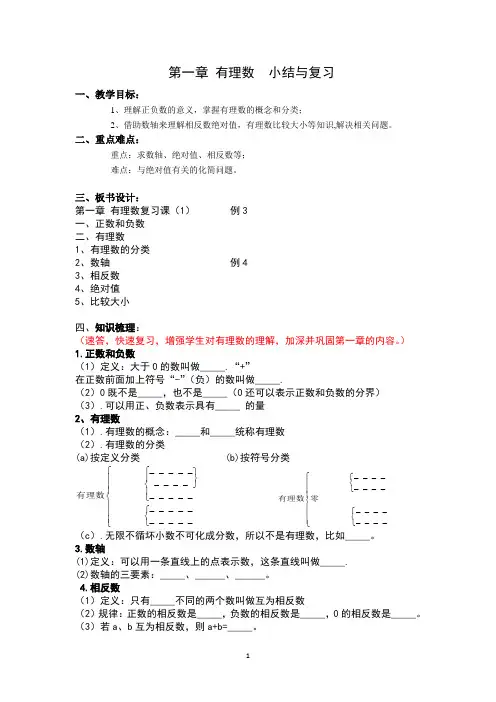 有理数的小结与复习