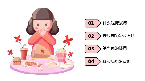 卡通风糖尿病健康知识宣教教学PPT课件