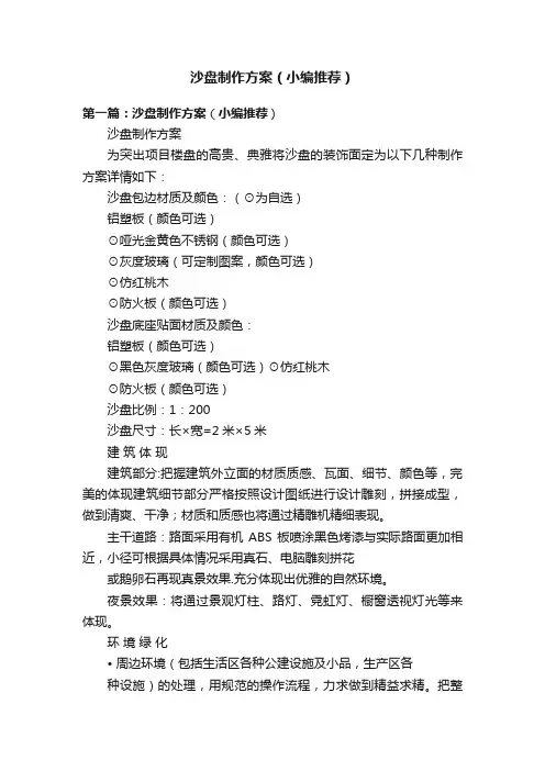 沙盘制作方案（小编推荐）